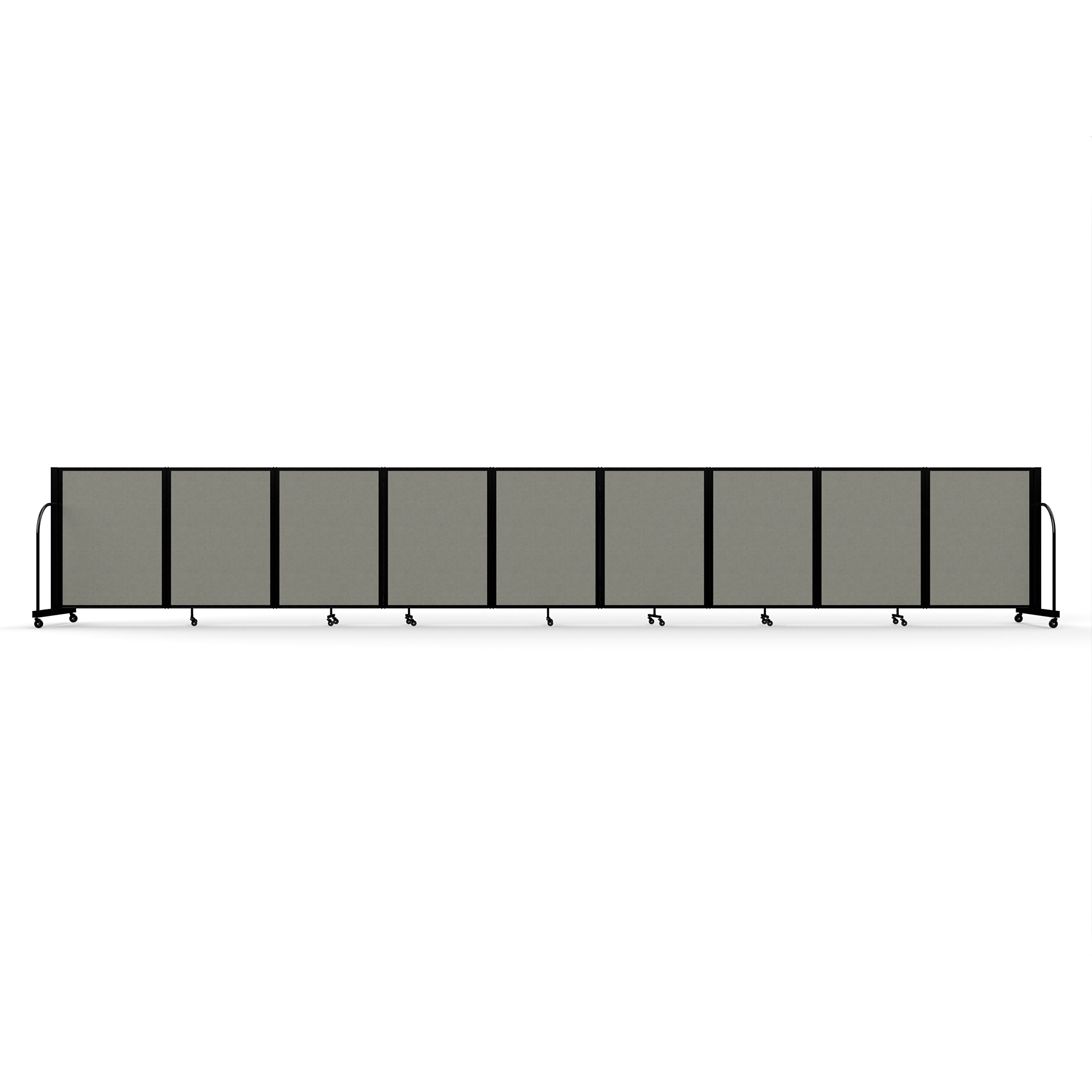 Screenflex Full Motion Divider, 4' x 25'1", Black Frame, Gray Smoke